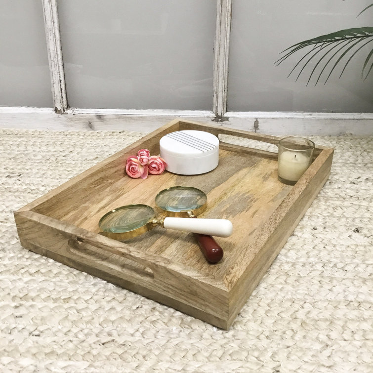 Large wooden tray on sale with handles